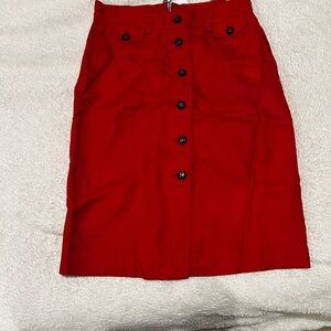 Red Button-Down Skirt
